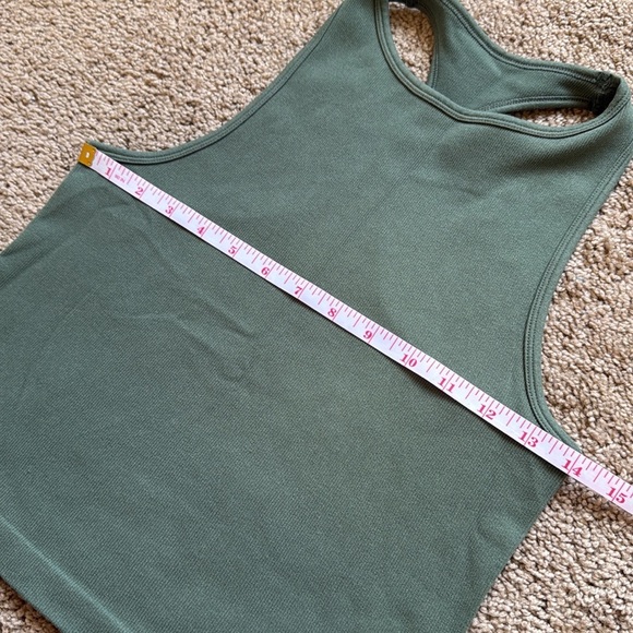 Intimately Free People Hayley Crewneck Racerback Knit Seamless Tank Army Green - Picture 6 of 7